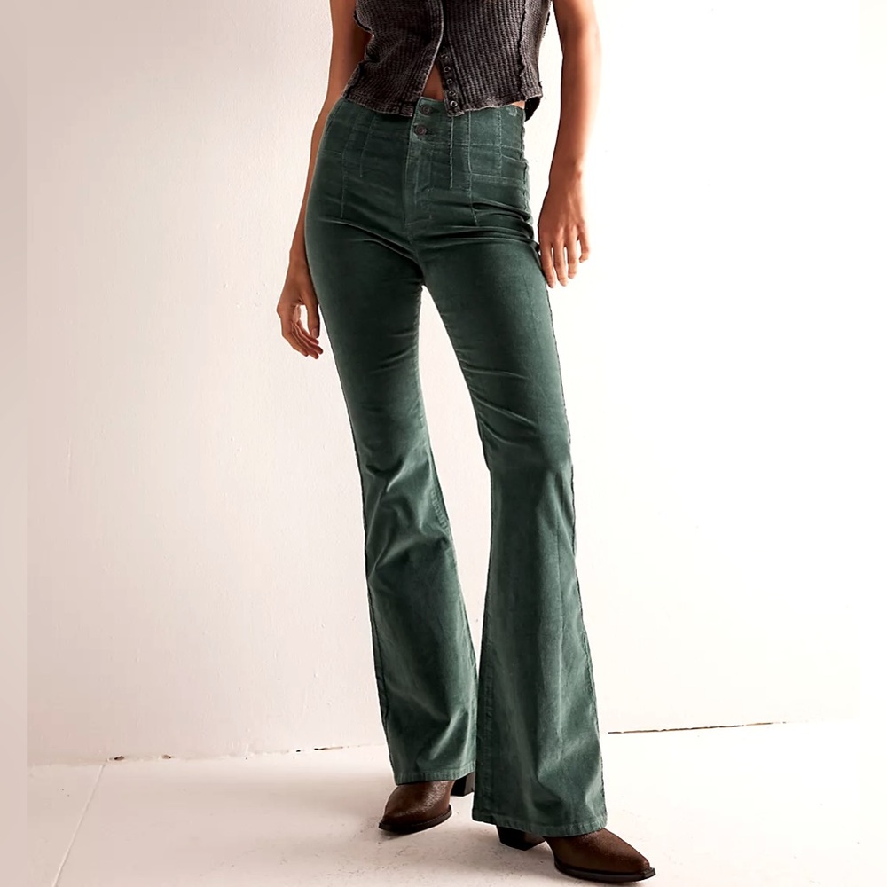Free People Jayde Cord Flare Jeans- Sage